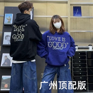 GOOD秋冬季珍珠字母卫衣连帽情侣衫