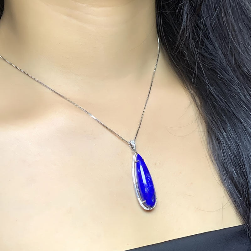 925银镶嵌吊坠她世代青金石