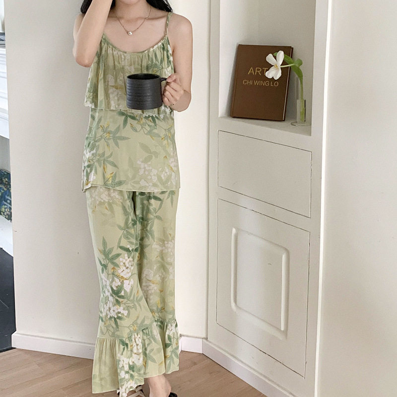 吊带睡衣棉绸夏季薄款2024年新款高级感碎花新中式国风夏天可外