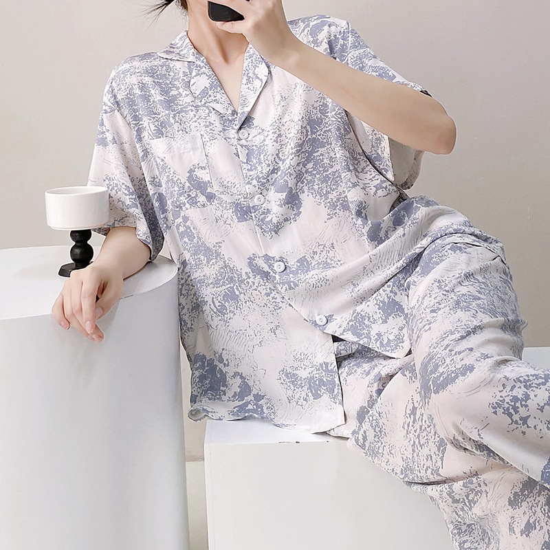 高级感开衫棉绸睡衣女夏季爆款民族风气质家居服甜美少女绵绸