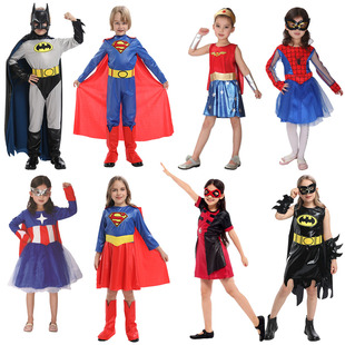儿童cos服装超级英雄超人蝙蝠侠美队罗宾超人蜘蛛闪电侠舞会服装