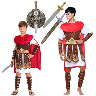 万圣节舞会服装成人男女罗马武士角斗士斯巴达战士衣服儿童亲子