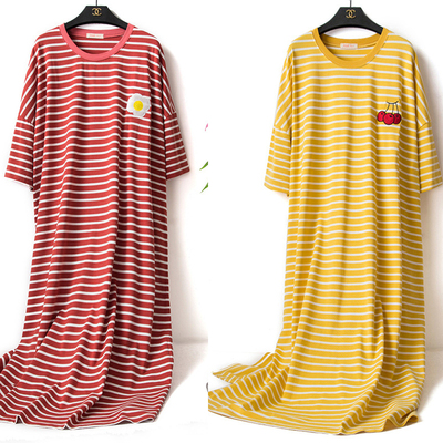 夏季纯棉女士加肥加大码短袖睡裙