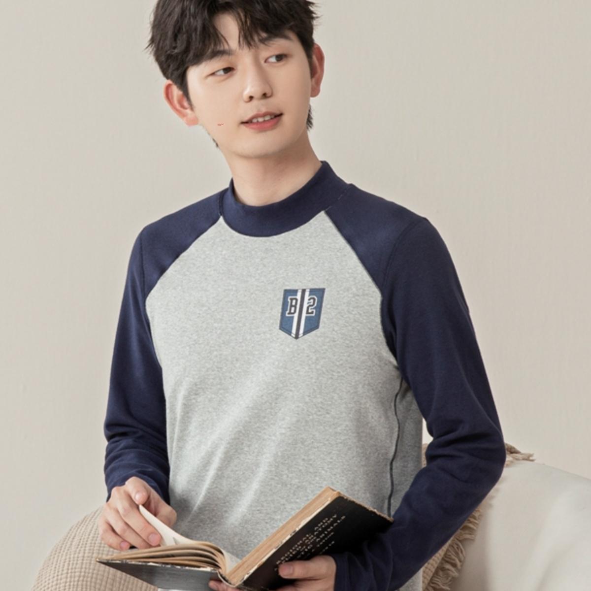 英博伦青少年单件秋衣密根中厚内衣秋冬保暖初高中生打底棉毛衫