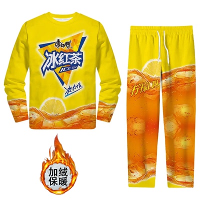 冰红茶3D印花休闲运动套装