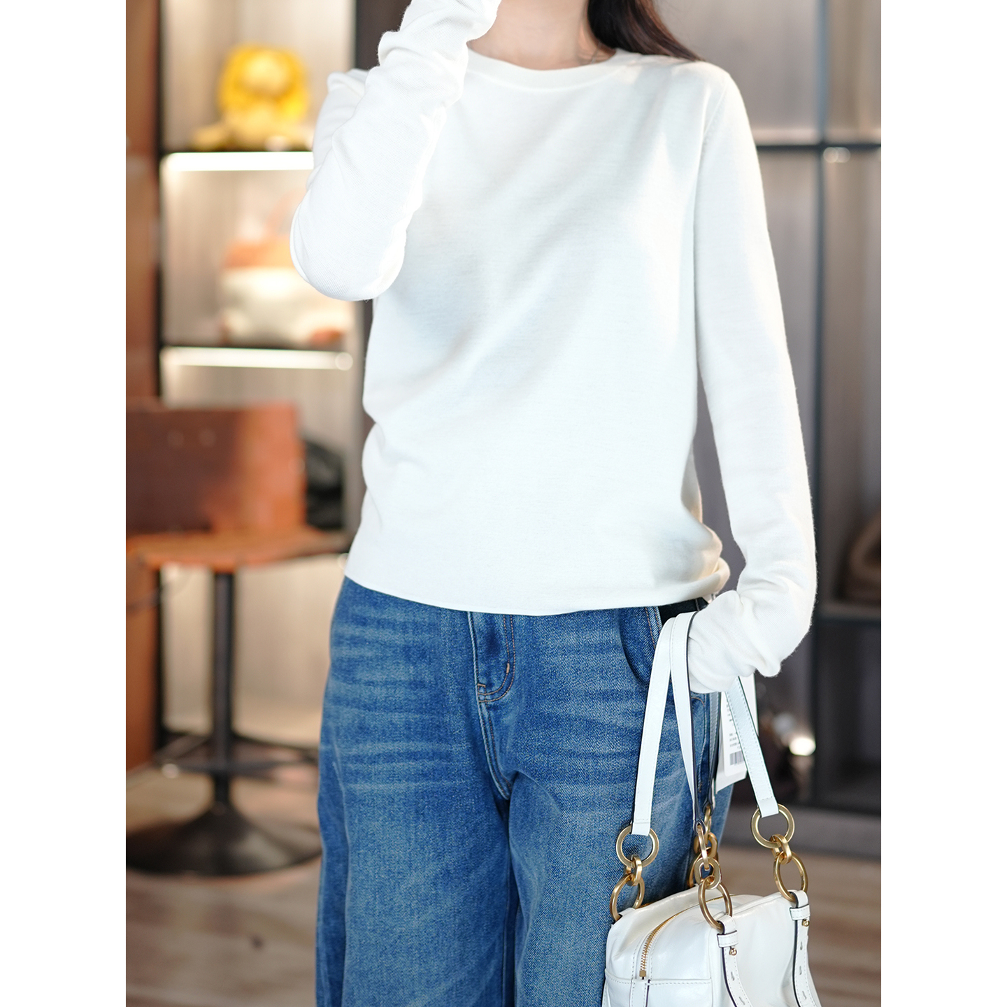 JCLP美丽诺羊毛圆领长袖针织衫