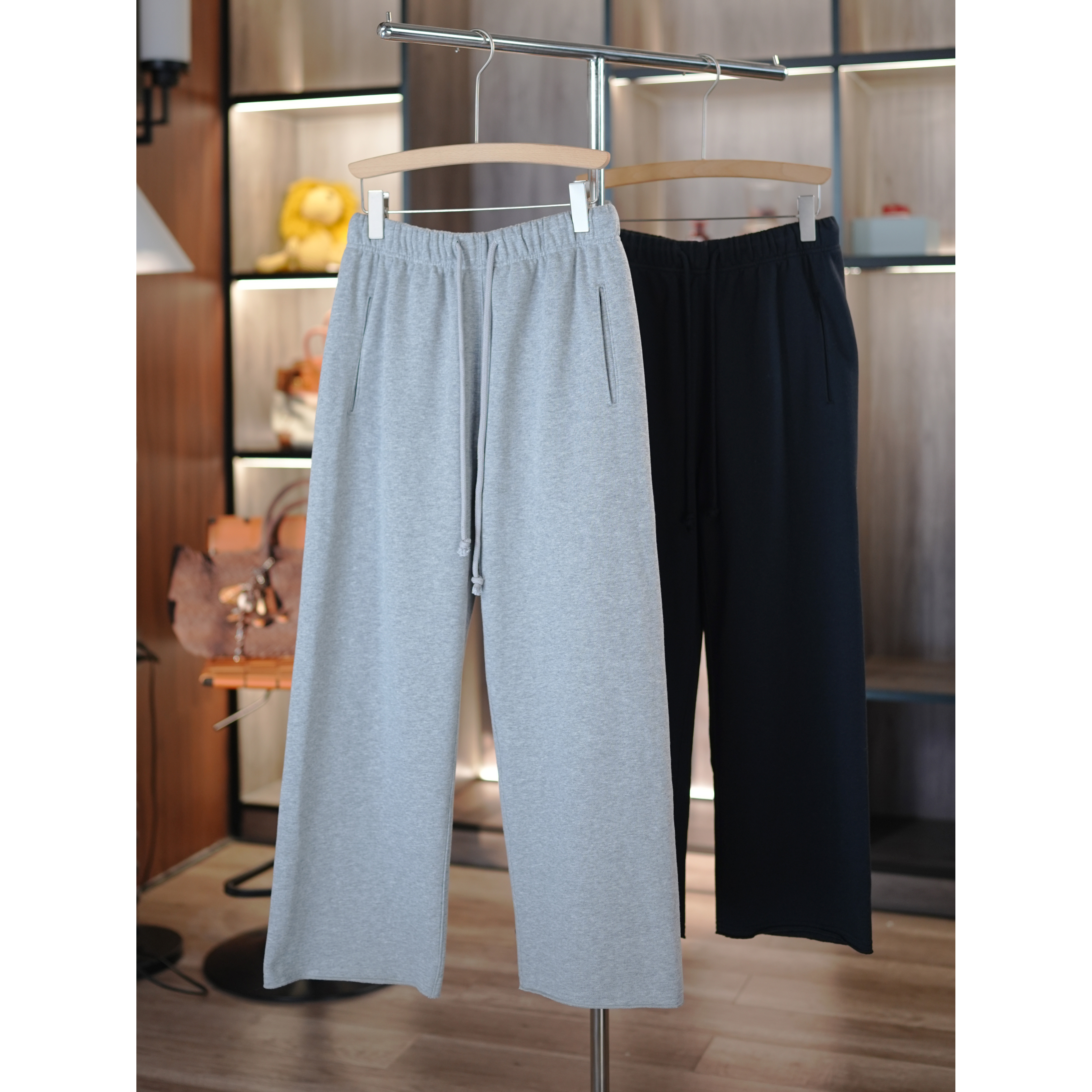 松驰慵懒加绒加厚松紧腰休闲裤