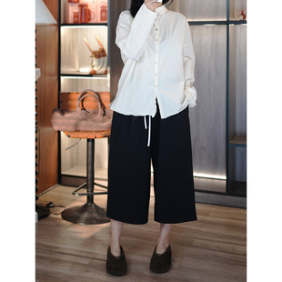 6号衣橱 l 日系松驰慵懒 羊毛亚麻棉纺 松紧腰 宽松阔腿8分休闲裤