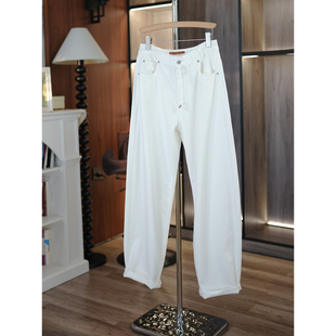 轻薄软垂莱赛尔丹宁宽松弯刀白色牛仔裤 意大利粉标 6号衣橱