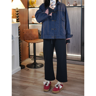 软糯高支棉抽绳松紧腰宽松直筒9分休闲裤 简约松驰百搭 6号衣橱