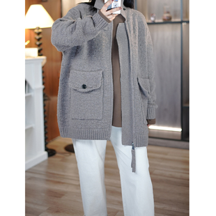 肌理感扬子纱 日系率性松驰 扣袢立领口袋拉链针织外套 6号衣橱