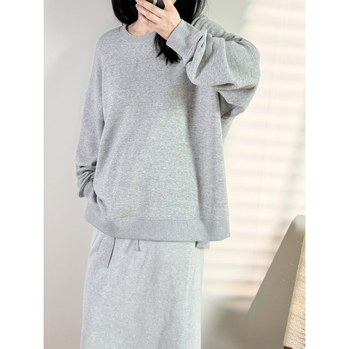 N牌松弛慵懒毛圈棉开衩宽松卫衣