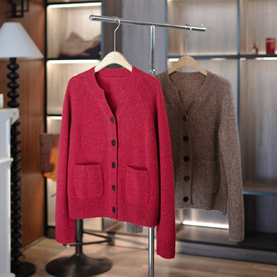 6号衣橱 l 简约松驰百搭 康赛妮花纱山羊绒宽松小V领长袖针织开衫