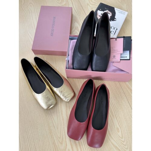 简约百搭小羊皮方头浅口平底单鞋