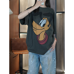 6号衣橱 l 春上新 高支洗水棉 布鲁托狗狗印花宽松廓形短袖T恤OK