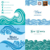 l蓝色抽象浪花水花海浪波浪背景插画AI矢量设计素材