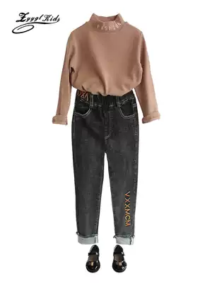 ZYYGL sister grid 2021 autumn new girls western style jeans embroidered cigarette tube pants trousers Korean version of the inner pants