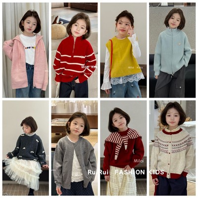 米莱童装休闲风毛衣针织开衫女童