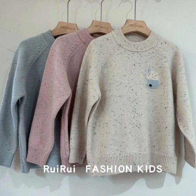 milaikoko米莱童装2025冬新款女童刺绣彩点圆领毛衣针织衫9823