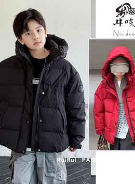 牛哆哆童装2025冬新款儿童韩版连帽羽绒服中大童白鸭绒外套35129