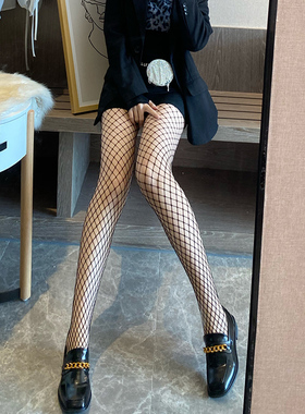 渔网袜女春秋黑丝袜性感黑丝网格丝袜jk黑色情趣白丝蕾丝网袜秋季