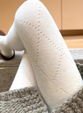 卉薇新款棉打底裤长袜灰色菱形纹连裤袜微压显瘦秋天打底袜女袜子