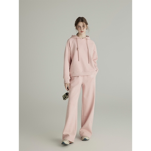 三十三【约恩学院】卫衣女秋拖地阔腿裤运动套装