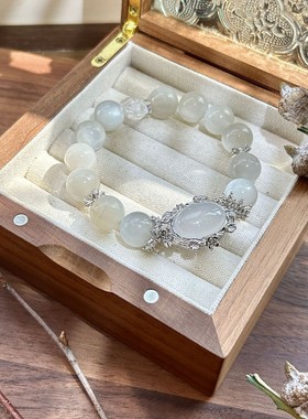 天然白月光白玉髓魔盒手链