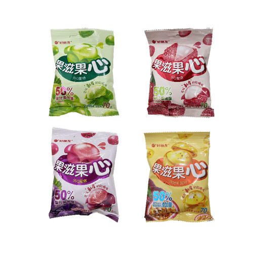70g好丽友果滋果心混合胶型凝胶糖果Q糖软糖葡萄百香果荔枝多口味