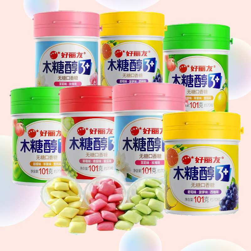 【4-5月产】好丽友木糖醇无糖口香糖101g*6瓶多口味可选口气清新
