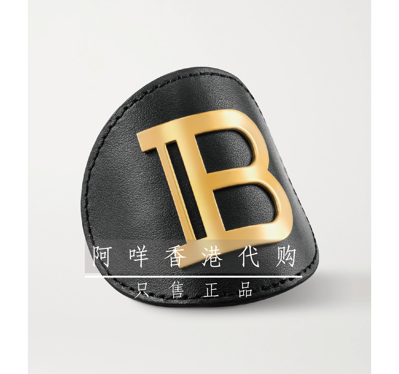 BALMAIN法国巴尔曼 Hair Clip 黑色款 18K镀金真皮马尾发饰 发夹