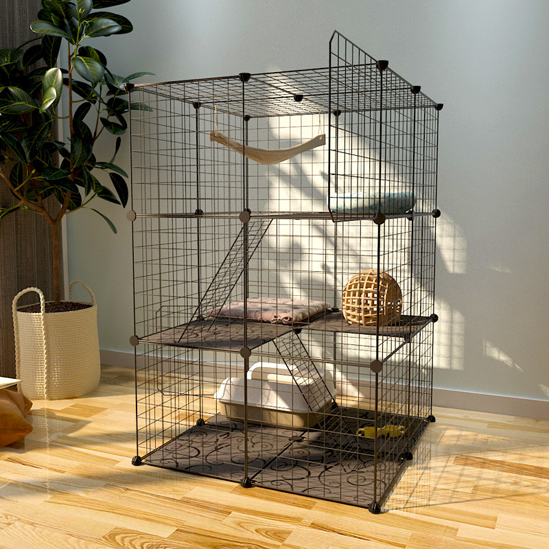 猫笼子猫咪别墅diy魔片网片猫窝小型室内猫屋可放猫砂盆家用猫舍