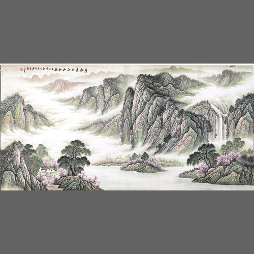 邱志明纯手绘大八尺山水  2QZM19