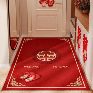 红色进门地垫入户门垫结婚地毯玄关垫卧室床边毯婚房装 饰布置脚垫