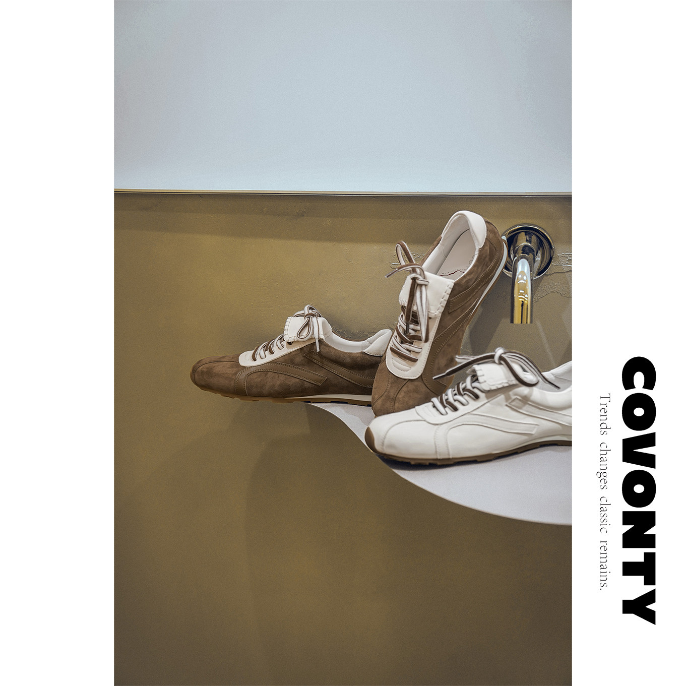 COVONTY「imagine」极简/智感 真皮系带德训阿甘鞋女休闲运动板鞋,女鞋,时尚休闲鞋,淘宝优惠券,粉丝福利购,淘宝优惠卷