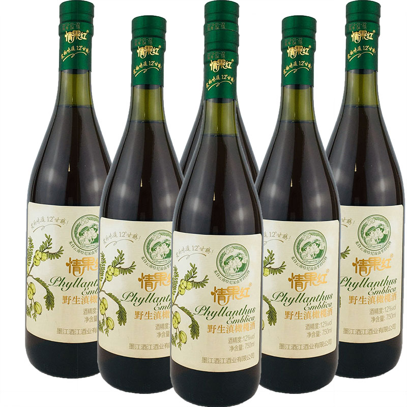 橄榄酒 情果红云南墨江特产野生滇橄榄酒半干型12度 750mlx6瓶
