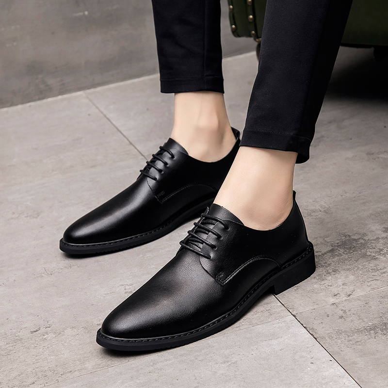 真皮鞋男商务正装英伦青年黑色软底皮内增高休闲韩版男鞋潮流百搭