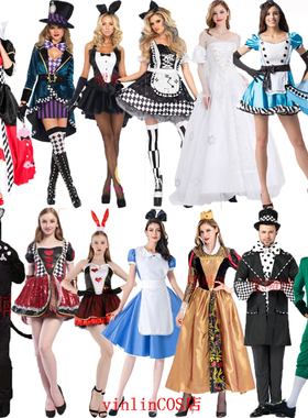 万圣节桃心皇后服万圣节成人表演服装公主裙爱丽丝梦游仙境演出服