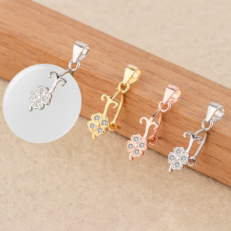 s925平安扣夹扣金色超小号四叶草