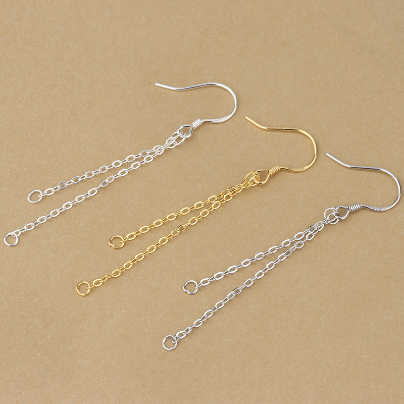 庭祥纯银 S925纯银耳勾线耳扣 DIY配件耳坠延长线配件 十字链包邮