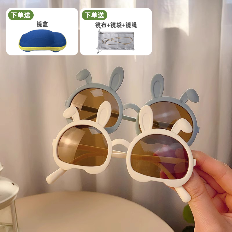 时尚儿童太阳镜新款韩兔耳朵女孩宝宝墨镜2-10岁防紫外线镜