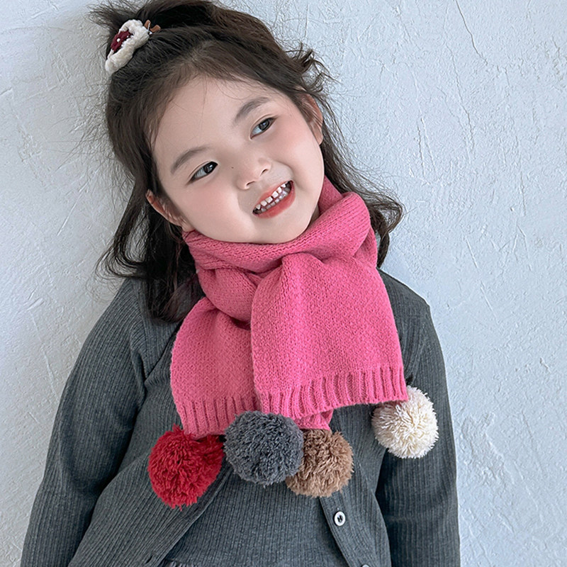 韩系时尚儿童围巾2025秋冬季男女童保暖洋气针织围脖宝宝毛球加厚,童装/婴儿装/亲子装,围巾,淘宝优惠券,粉丝福利购,淘宝优惠卷