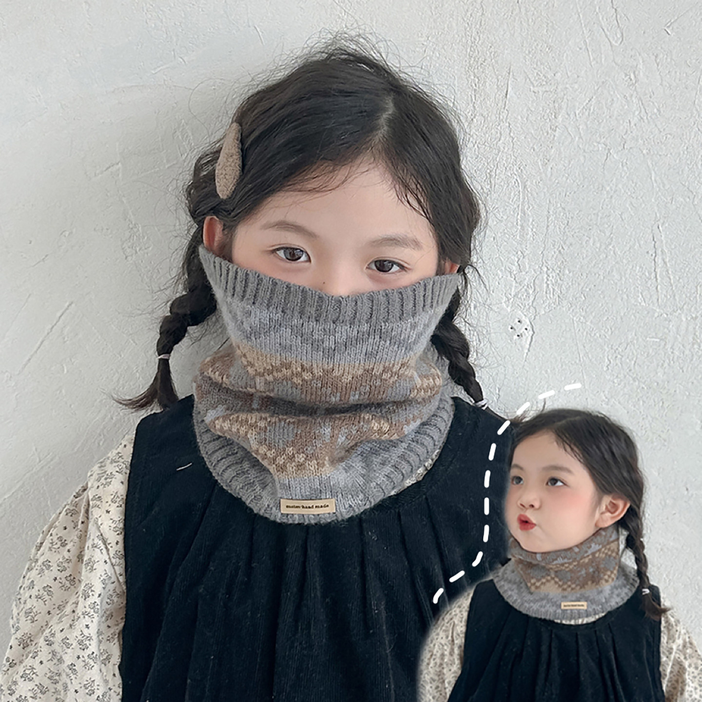 儿童费尔岛脖套 秋冬新款 1-10岁男女童提花围脖围巾软毛线单圈,童装/婴儿装/亲子装,围巾,淘宝优惠券,粉丝福利购,淘宝优惠卷