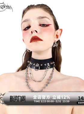 原创摇滚机车朋克PU皮男女项圈