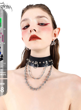 原创摇滚机车朋克PU皮男女项圈