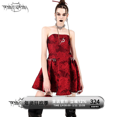 中国风性感抹胸辣妹挂珍珠连衣裙