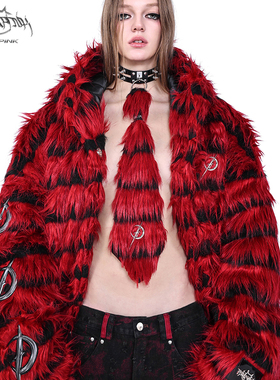 PINKSPINK原创电月黑红毛毛领带