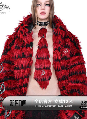 PINKSPINK原创电月黑红毛毛领带