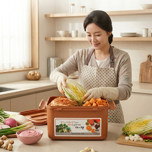 韩国食品级泡菜盒Ejen可真空PP材质冷冻保鲜盒冰箱收纳密封咸菜盒