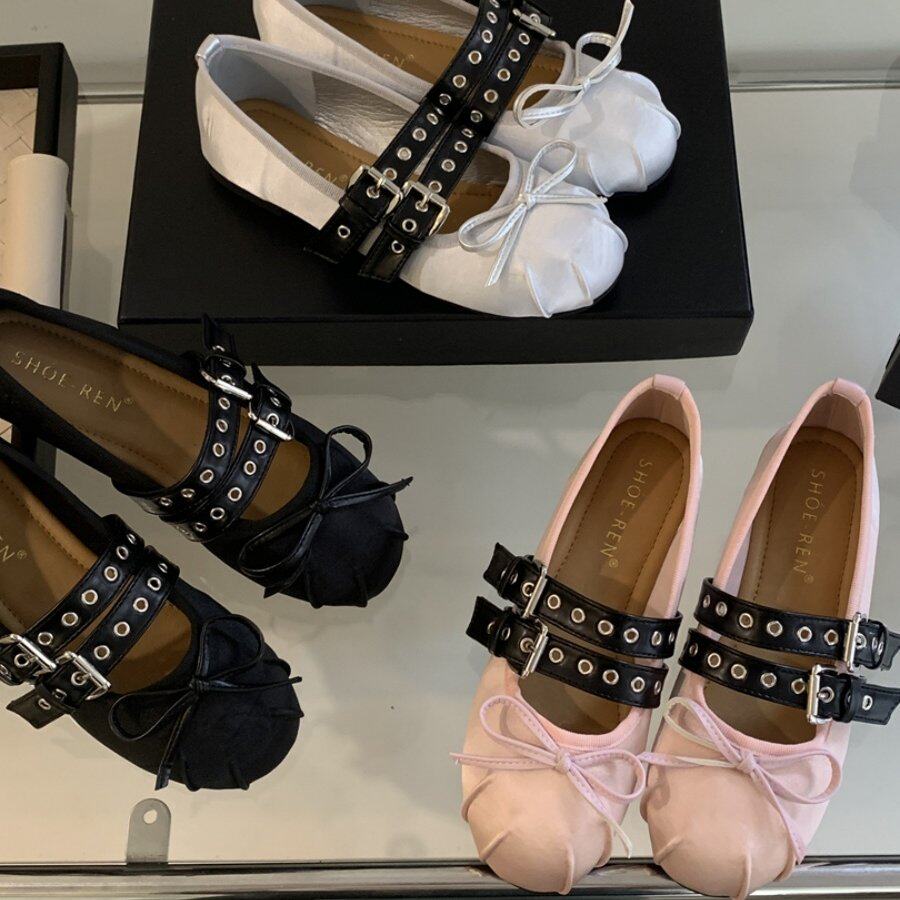 圆头平底玛丽珍鞋女法式复古芭蕾舞鞋皮带扣百搭浅口单鞋